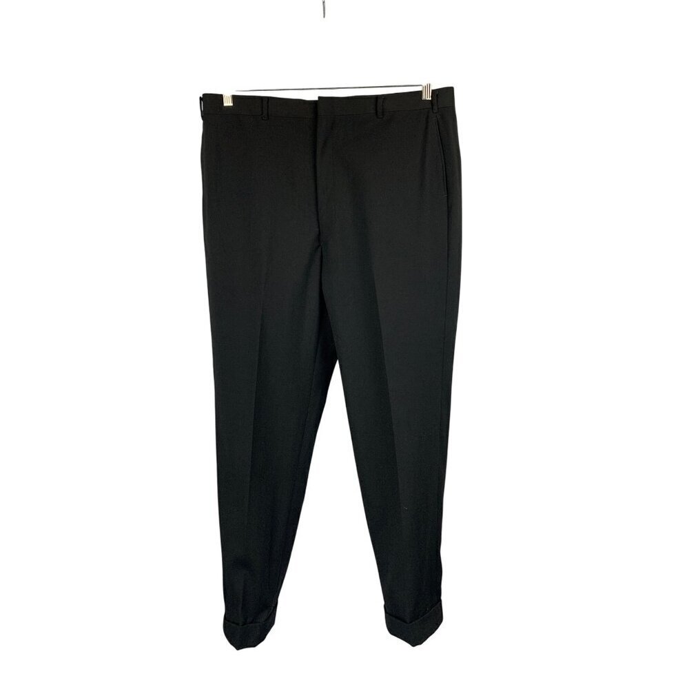 Ratner Black Dress Pants Trousers Mens 34W x 29L Polyester Wool Blend